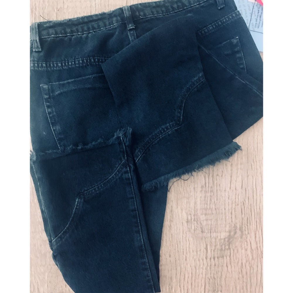 One Teaspoon Kick Flare Crop Raw Frayed Hem Black Oak - Picture 10 of 15